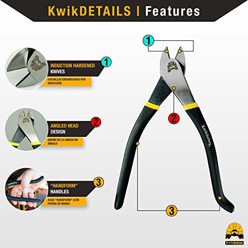 Kwiksafety - Charlotte, Nc - Pinza Ironworker Pliers Heavy Duty Diagonal Cutting Pliers Angled Head Steel Rebar Cut Aluminum Bi-Material Tempered Handles & Short Beveled Jaws Lineman Plier #TOP2