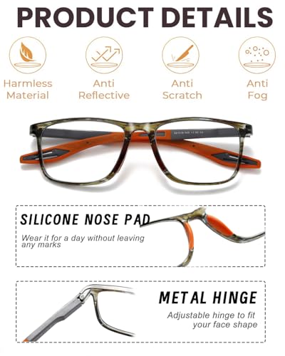 Image of TR90 Blue Light Blocking Reading Glasses with Adjustable Hinges, Cheaters | Flexible TR90 frame,Sports Style, Digital Screen Reading, Computer Office Work, Gaming, Daily Casual Wear