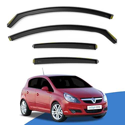EdgeVisors Wind Deflectors | Fits: Vauxhall Corsa D E (2006-2019) 5 Door Hatchback 4pc Set | In-Channel Rain Guards for Wind, Rain & Sun Protection, Easy Installation - Tinted