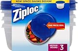 Ziploc Twist N Loc Food Storage Meal Prep Containers Reusable for Kitchen Organization, Dishwasher S