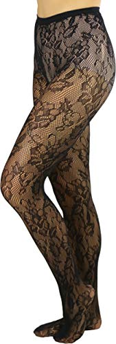 Image of ToBeInStyle Women's Elegant Floral Lace Inspired Spandex Net Full Length Tights