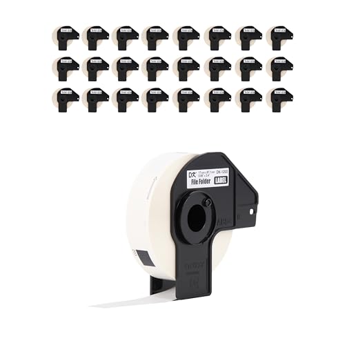 Image of Brother Genuine DK-120324PK Die-Cut File Folder Labels, 0.66 inch x 3.4 inch, Long Lasting Reliability, 300 Labels Per Roll, 24 Rolls per Box, White (DK120324PK), for use with select Brother QL Label Printers
