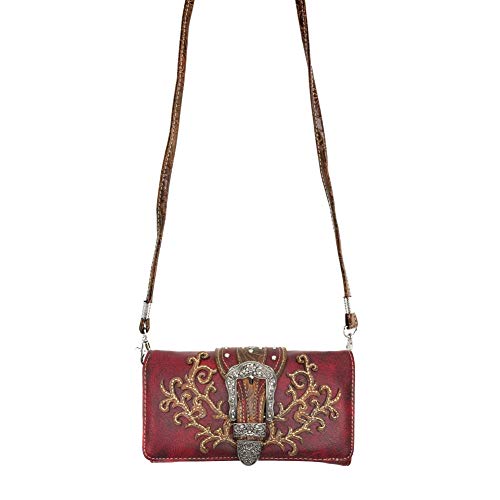 Zelris Western Country Floral Buckle Crossbody Trifold Fold Wallet3