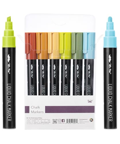 Mr. Pen- Chalk Markers, 6 Pack Assorted Colors, 8 Labels, Chalkboard & Glass Markers, Liquid Chalk Pens, Erasable