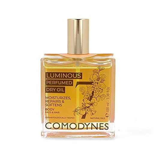 Comodynes Luminous Perfumed Dry Oil - Aceite Hidratante, Reparador Y Antioxidante Con Vitaminas E Y F Para Cara, Cuerpo Y Cabello - 100ml, 180 Gramo