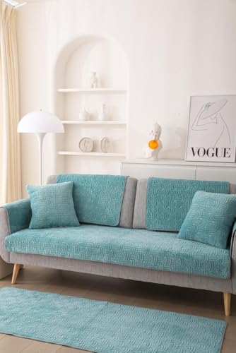 Image of HOMETHREADS Innovative Premium Velvet Sofa Cover Mat with PVC Backing for Non-Slip Comfort (C T.Green, 1Pc Backrest | 70x70cm)