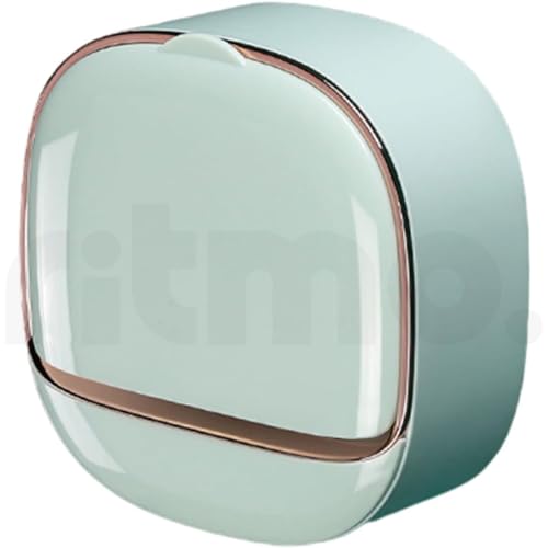 Image of Ritmo Space Saving Wall Mounted Soap Box with Drain and Waterproof Flip Lid (Mint Green)