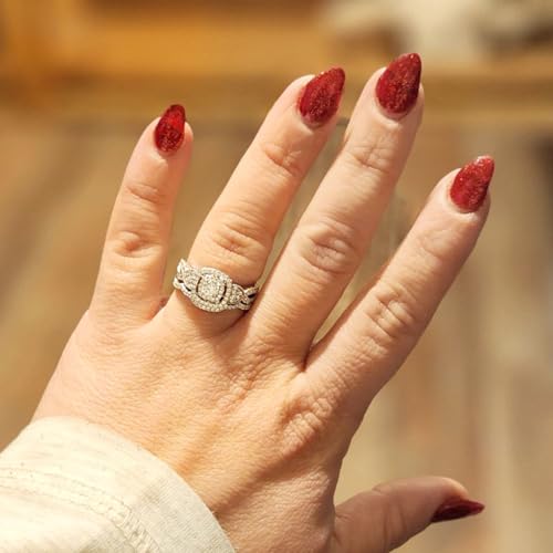 SHELOVES Wedding Rings Set for Women Round White Cz Engagement Rings Bridal Set 925 Sterling Silver Sz 5-122