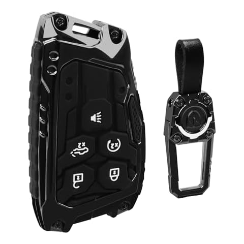 SUNCARACCL Heavy Zinc Alloy Key Fob Cover for 2022-2025 Chevy Silverado 1500 GMC Sierra 1500, 2024 2025 Silverado Sierra 2500HD 3500HD, Full Protection Key Case Shell Cool Car Accessories for Men Cover