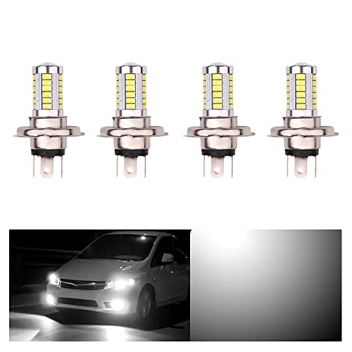 OtpOutopa H4 LED Bulb Fog Light DRL Bulbs Super Bright 33SMD 5630 Chipsets for Cars Trucks Fog Light or Daytime Running Light, 6500K White (4PCS)