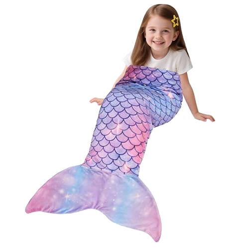 Catalonia Classy Manta de sirena, manta de forro polar de peluche, manta de sirena, regalo para niñas, niños, morado sirena