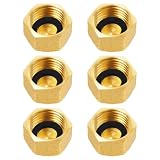 Grobo 6 PCS 3 / 8 "Messing-Innenverschlusskappen Mit Unterlegscheiben Sechskant-Innengewinde Auslaufsichere Rohrendverschraubungen Für Sanitärsysteme, G3 / 8