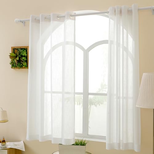 Image of Story@Home Window Curtains 5 Feet Long Set of 2 | Sheer Curtain | Transparent Curtain | Curtains for Living Room | (118 X 152 Cm, White) | Elegant Airy Net Drapes for Home Decor