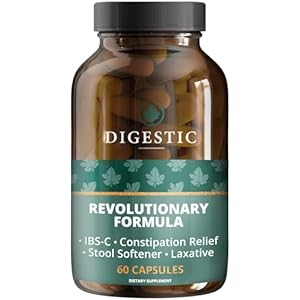 Digestic – Laxative for Constipation Relief, Stool Softener for IBS Severe and Strong Constipation 100% Natural – 60 Capsules – Colon Cleanse, Detox Cleanse, Gas and Bloating Stomach Relief for Adults