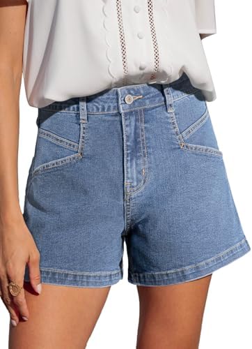 Sidefeel Women's Jean Shorts High Waisted Stretchy Summer Denim Shorts with Pockets