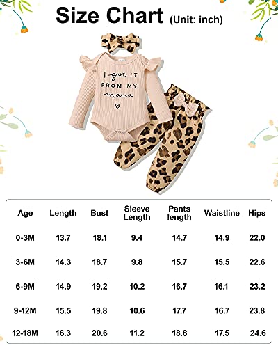 Disaur Newborn Baby Girl Clothes, Infant Girl Outfits Long Sleeve Ruffle Romper + Floral Pants + Headband Set 3-6M Apricot #TOP5