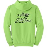 SALTY JOES Men's Skeleton Fish Logo Pullover Hoodies-M-Lime/b