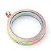 Zysta Rainbow Color Round Locket Pendant Necklace 30mm Matte Stainless Steel Clear Glass Living Memory Floating Charms Stone Storage
