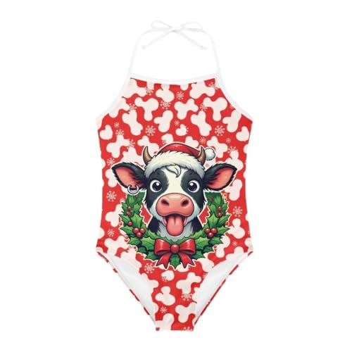 Image of Christmas Girls One-Piece Swimsuits Beach Halter Swimwear Bathing Suit for 3-10 Years
