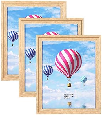 Metrekey A4 Photo Frames 3 Pack Certificate Frame Dark Oak Driftwood Picture Frame Acrylic Glass Front - Freestanding and Wall Mountable