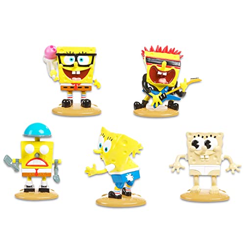 Viacom Spongebob Squarepants Mini Figures 5 Pack - Spongebob Toy Bundle With 5 Spongebob Cupcake Topper Figurines Plus Spongebob Stickers And More (Spongebob Party Supplies) #TOP1