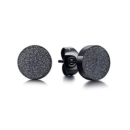 Onnzin Hypoallergenic Titanium Earrings for Sensitive Ears,Surgical Stainless Steel Earrings for Women Girls Men 8mm(Black）