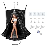 Großes tragbares Sichtschutz-Duschzelt & faltbares Duschbasis-Set mit Silikonabfluss und Abflussrohr und winddichten Clips, Duschpfanne mit Sichtschutzzelt für Wohnmobil, Camping, Boot, Schwimmen