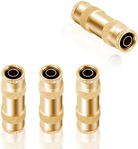 ANRIWT Air Brake Line Fittings,3/8" DOT Air Fittings Brass Push in Fitting, Push to Connect Union Fittings, Air Brake Union 3/8" Tube OD for Trucks Trailers Use and Industria Workshops (4 PCS)