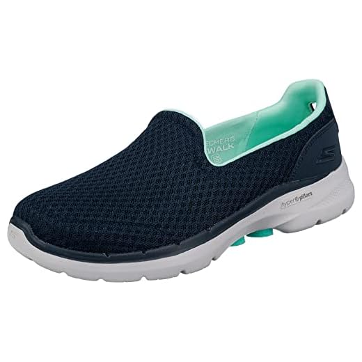 Skechers Go Walk 6 Big Splash, Slip on Mujer, Navy/Turquoise, 38 EU
