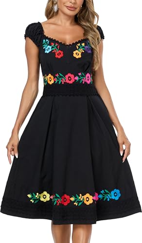 Women's Mexican Dress Embroidered Causal Lace Party Dress3