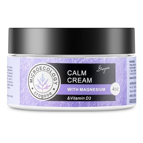 Crogooe Magnesium Cream for Sleep - Moisturizing Nighttime Magnesium Lotion Hydrating Dry Skin On Body With Vitamin E Safe for Kids - 4 OZ (Lavender)