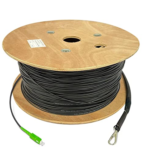 Image of 500m SC /APC to SC /APC Outdoor Armored Fiber Optic Internet Cable with Pulling Eye, Single Mode Fiber Optic Cable Jumper Optical Patch Cord, SIMPLEX, 9 /125um, OS1 /OS2 Compatible, Low Friction LSZH