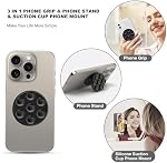 AUROX Support de poignée de téléphone extensible et collapsible, support de prise de courant pour téléphone à aspiration en silicone, compatible avec Kindle, Accessoire de téléphone cellulaire pour tablette intelligent (type adhésif, blanc)