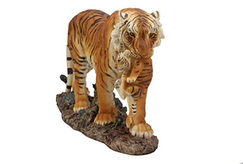Ebros 14.25" Wide Large Realistic Wildlife Bengal Orange Tiger Mother Carrying Cub Statue Indian Jungle Tigers Giant Cats Decorative Resin Figurine Animal Collectible Home Decor Accent #TOP1