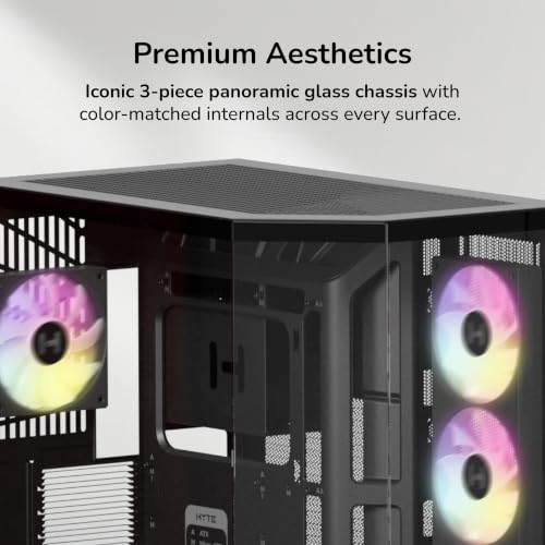 Image of HYTE Y50 RGB Essential Aesthetic Gaming PC Case - 4 Included aRGB Fans (1x 120mm + 1x 360mm Reverse) - Dual Chamber ATX Desktop Chassis - Rear Connect Motherboard Compatible - Pitch Black