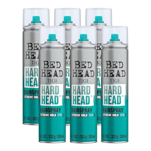 Bead Head by TIGI Hard Head Hairspray for Extra Strong Hold - For All Hair Types - With Instant Dry & Natural Shine - Use on Dry Hair - Premium Hair Care Products for Women & Men - 11.7 oz (6 Pack)