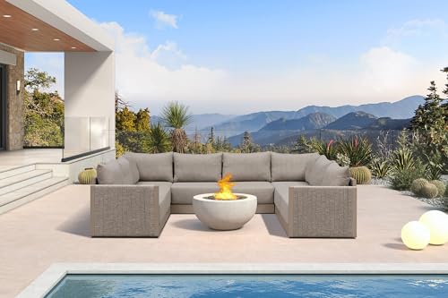 Image of PURPLE LEAF Patio Conversation Set 8-Piece PP Rope Deep Seating, Beige
