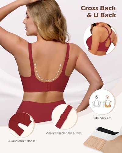 Image of As Fairy Womens Soft Comfortable No Underwire Bras V Neck Seamless Push Up Bralettes Full Coverage Tshirt Brassiere