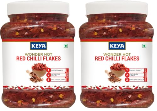 Image of Keya Red Chilli Flakes - 300g | Crushed Red Chili for Bold, Spicy Flavor | Perfect for Cooking, Seasoning, and Garnishing | Ideal for Pizzas, Pastas, Indian and Mexican Dishes | 300g (Pack of 2)