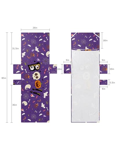 Halloween Beach Lounge Chair Towel Cover, Soft Chaise Lounge Towel with Side Pockets Patio Pool Chairs Cover for Beach/Pool Sunbathing 29x85 Purple Boo Cute Skull Pumpkin Ghost