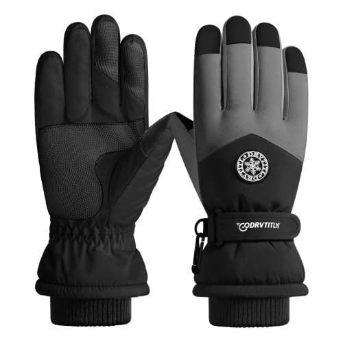 ENONEO Guantes Invierno Hombre Mujer - Guantes de Esquí Impermeables -30°C Cálidos Guantes de Nieve Guantes Termicos Ciclismo Moto Antideslizantes Guantes Tactiles Hombre Guantes Running (M, Negro) Cover
