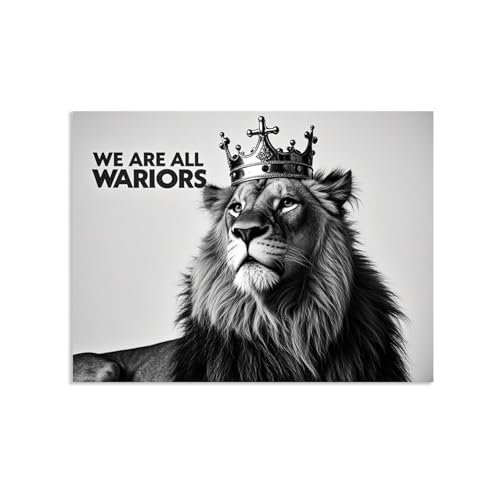 Poster motivation lion couronne déco murale positive pour un espace de travail inspirant