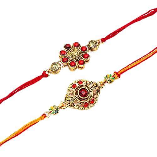 Image of CraftVatika Kundan Rakhi Set for Brother Set of 2, Designer Peacock Rakhi for Brother Boy Men, Premium Kalash Raki for Bhaiya, Traditional Rakshabandhan Rakhis with Best Wishes Card and Tillak Set