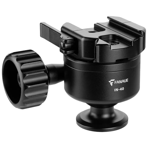 FANAUE IN-40T Low Profile 40mm Tripod Ball Head, Quick Lock Arca Swiss & RRS Compatible Ballhead with Quick Release Plate, 3/8" Mount Thread, Max Load 44lbs/20kg for Tripod, Monopod, DSLR Camera