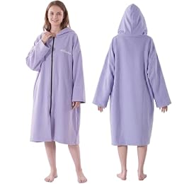 Hiturbo Microfiber Towel Surf Poncho: Absorbent Zippered Changing Robe