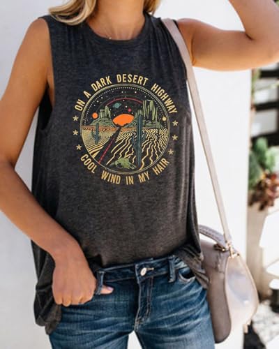Adventure Tank Tops Women Desert Highway Shirts Nature Graphic Summer Sleeveless Outdoor Tshirt Vest3