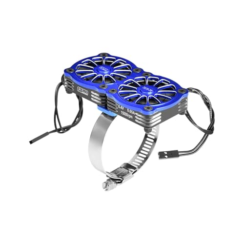 Aluminum 7075-T6 Alloy+316 Stainless Steel Dual 40X40mm Cooling Fan Ajustable for 40-56 Series Motor - Blue