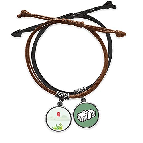 Cadena cuero dinero pulsera de la suerte con diseño de término solar