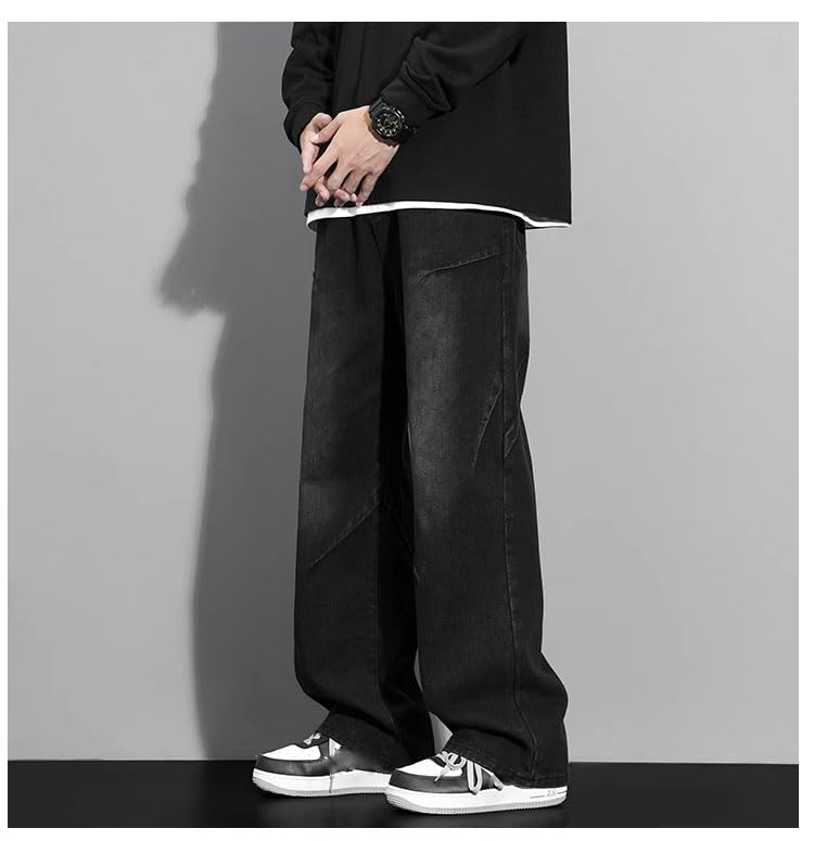 Men's Jeans American Spring Winter Wide-Leg Vintage Loose Straight Pants2