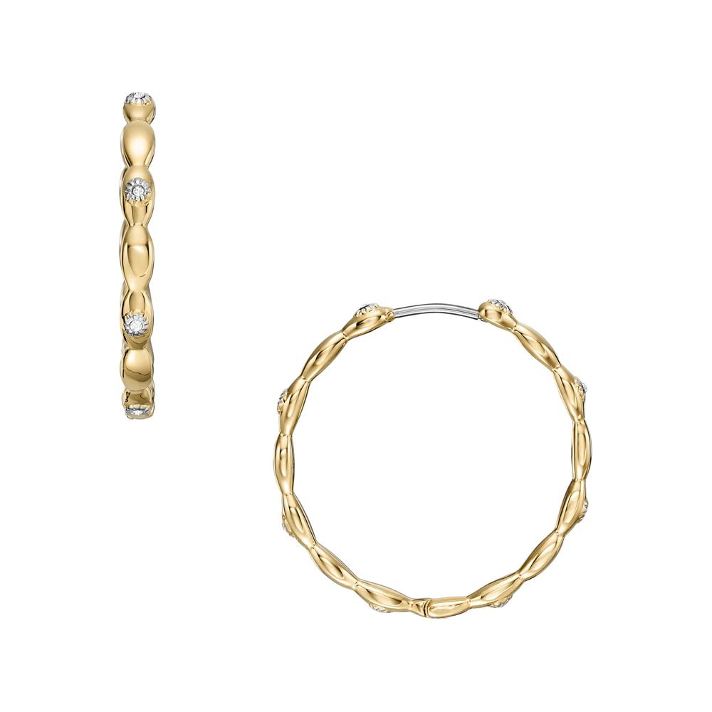 Fossil Damen Goldfarbener Edelstahl mit Ringverschluss Ohrringe